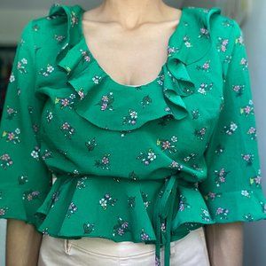 Green Tiny Flower Blouse